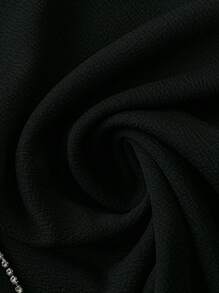 Modelyn Plus Size Chain Decor Plain Skirt, Casual Minimalist Fashion, Everyday Wear - Black - View 5