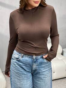 SHEIN Essnce Plus Size Long Sleeve Shirt For Women,Going Out Tops Women Cute Tops Going Out Tops Sexy Tops,Vintage Clothes Women Cute Clothes,Spring Clothes
