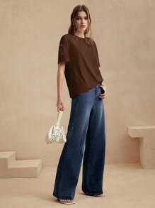 Anewsta Women Spring/Summer Crochet Embroidery Hollow-Out City Style Knit Top - Chocolate Brown - View 6