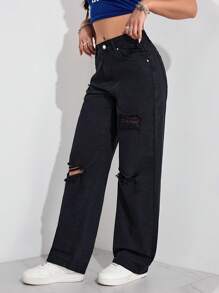 SHEIN EZwear 简约时尚休闲日常牛仔裤