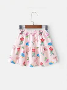 Bộ 2 món/Bộ áo dài tay cổ tròn và chân váy cho bé gái - Nhiều màu - Xem 5