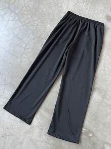 Chillumni 男士休闲印花宽松长裤，时尚日常穿着 - 黑色 - 查看 2