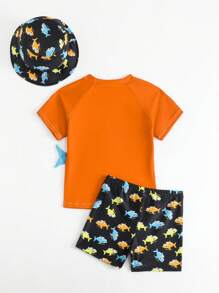 SHEIN 2pcs/Set Young Boy Swimwear With Random Print Tankini Top And Bottom