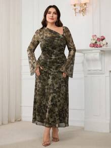 Modelyn 大码休闲日常连衣裙，简约风格长款晚礼服