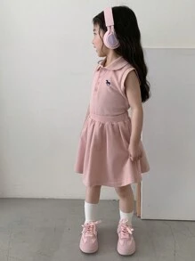 Dazy Kids 2 件套休闲年轻女孩简约时尚上衣和下装 - 粉色 - 查看 4