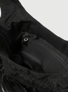 ROMWE Goth Fashionable Layered Ruffled Cross Chain Decor Handbag - Black - View 6