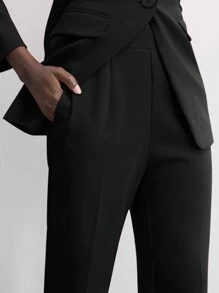 Maija Modern Slim Fit Padded Shoulder Suit Set, Elevated Look For Parties And Gatherings, Spring/Summer - Black - View 6