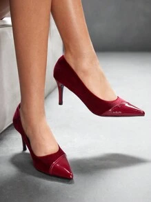 CUCCOO BIZCHIC 女士时尚尖头红色高跟酒红色鞋，适合派对和情人节场合 - 酒紅色 - 查看 7