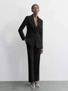 Maija Modern Slim Fit Padded Shoulder Suit Set, Elevated Look For Parties And Gatherings, Spring/Summer - Black - View 1