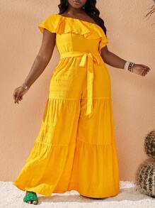 Slaydiva Mono con volantes y textura talla grande - Amarillo - Ver 6