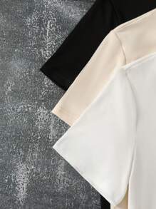 SHEIN 3 件套青少年男孩休闲街头风格圆领套头针织 T 恤，适合酷男孩，多色 - 彩色 - 查看 3