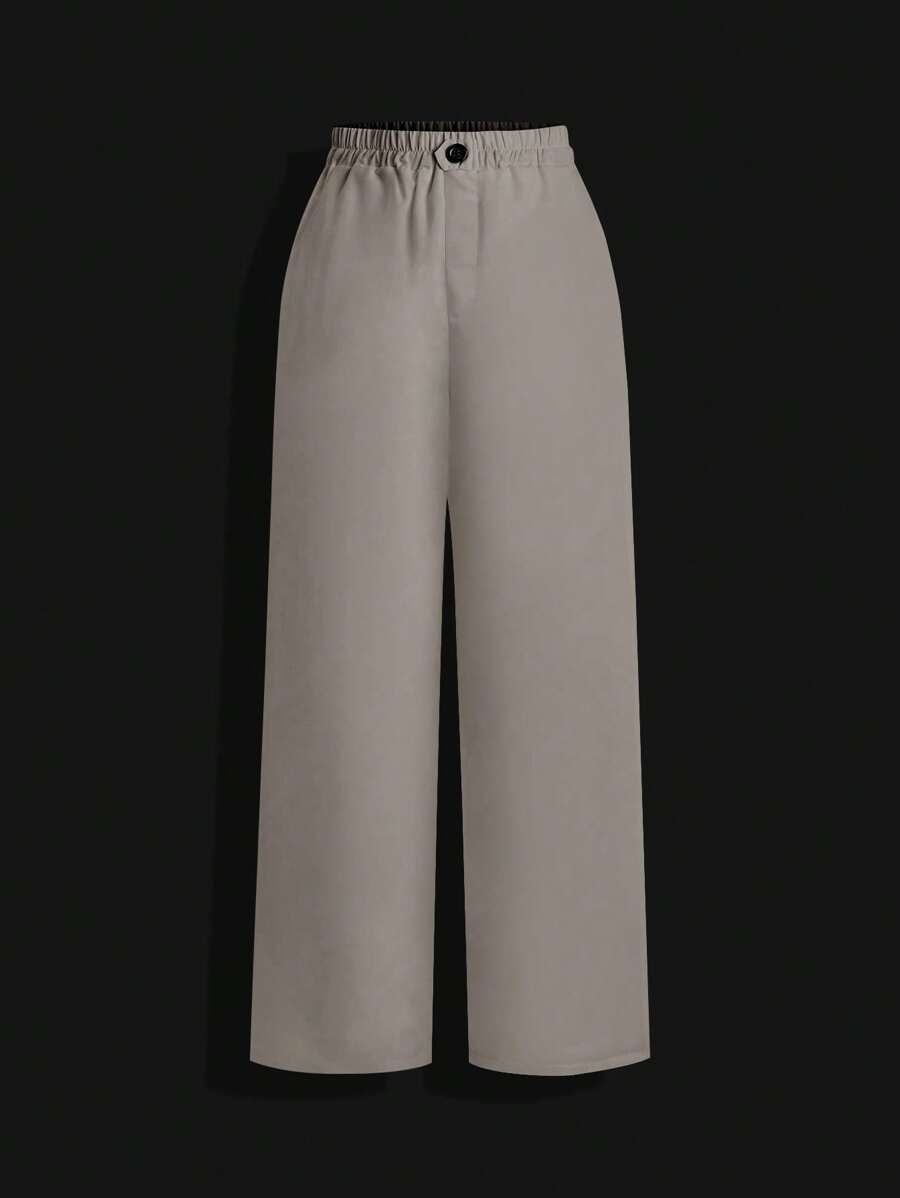 SHEIN Clasi 白色飘逸修身直筒九分裤