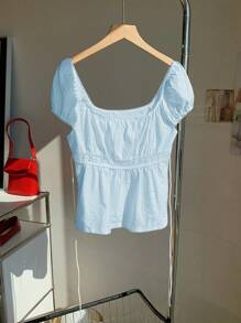 Comfortcana Camiseta arrugada con textura jacquard, minimalista y casual para uso diario