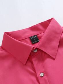 Manfinity Homme 简约时尚休闲短袖衬衫，适合日常穿着 - 彩色 - 查看 3