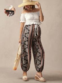 SHEIN 2pcs Maternity Solid Color Off Shoulder Short Sleeve Top & Pants Set