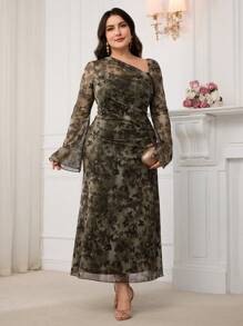 Modelyn 大码休闲日常连衣裙，简约风格长款晚礼服