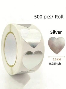 SHEIN 1 卷 500 张金色心形贴纸。心形情人节贴纸 - 非常适合密封礼品和工艺品！谢谢自粘空白标签贴纸，非常适合密封和装饰。 - 彩色 - 查看 9