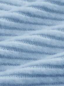 SHEIN Girlism Tween Girl 优雅衣领心形纽扣罗纹针织无袖背心 - 淺藍色 - 查看 3