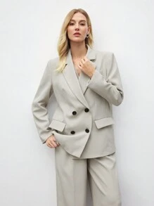 BizChic Blazer de color albaricoque de manga larga, atuendo de negocios, apropiado para fiestas de Año Nuevo, citas de San Valentín, y conjuntos de primavera y verano para mujeres