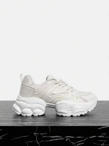 Vate Comfortable Women's Platform, Wedge Heel, Striped, Thick Sole, Versatile, Breathable Athletic Chunky Sneakers Spring Shoes Spring Break Easter
