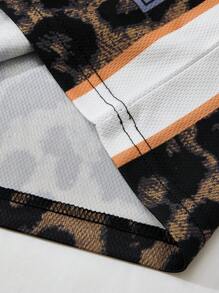 ROMWE MEN Prep 男士篮球休闲圆领上衣，篮球球衣款式，数码豹纹印花背心 - 彩色 - 查看 5