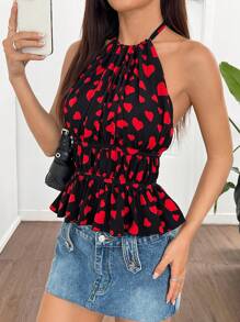 SHEIN EZwear Damen Neue Schleife Schulter Top, minimalistisch modische Lässig für den täglichen Gebrauch - Schwarz - Übersicht 4