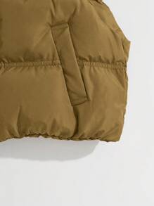 SHEIN Unity Casual Minimalist Solid Color Stand Collar Vest Winter Jacket