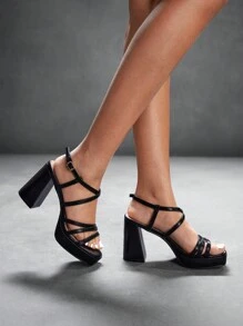 CUCCOO SZL Women's Thick Sole Fashion High Heel Party & Occasion Sandals Spring Shoes Spring Break Easter Prom Heels - Black - View 5