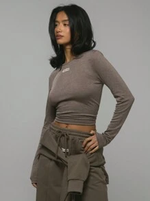 Musera Sport Long Sleeve Fitted Top, Padel, Tennis, Pickleball Gym Fitness - Grey - View 1