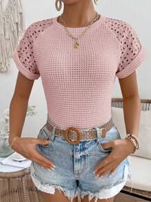 SHEIN LUNE 女士纯色圆领插肩袖休闲 T 恤