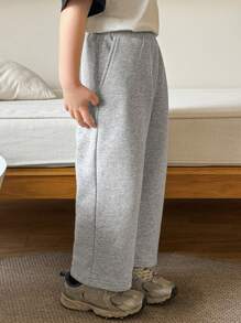 Dazy Kids Young Boy Casual Versatile Solid Color Sweatpants - Grey - View 1