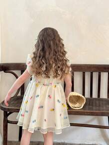 SHEIN LMoss Kids Vestido ajustado con volantes y estampado floral en miniatura para niñas jóvenes de LMoss