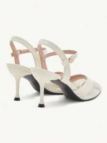 CUCCOO CHICEST White Perforated Mesh Closed Toe High Heel Women Fashion Sandals