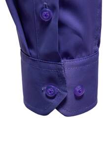 Manfinity Mode Solid Color Casual Long Sleeve Shirt, Minimalist & Chic For Daily Wear - Purple - View 3