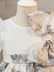 SHEIN 年轻女孩纯色拼布提花紧身休闲连衣裙