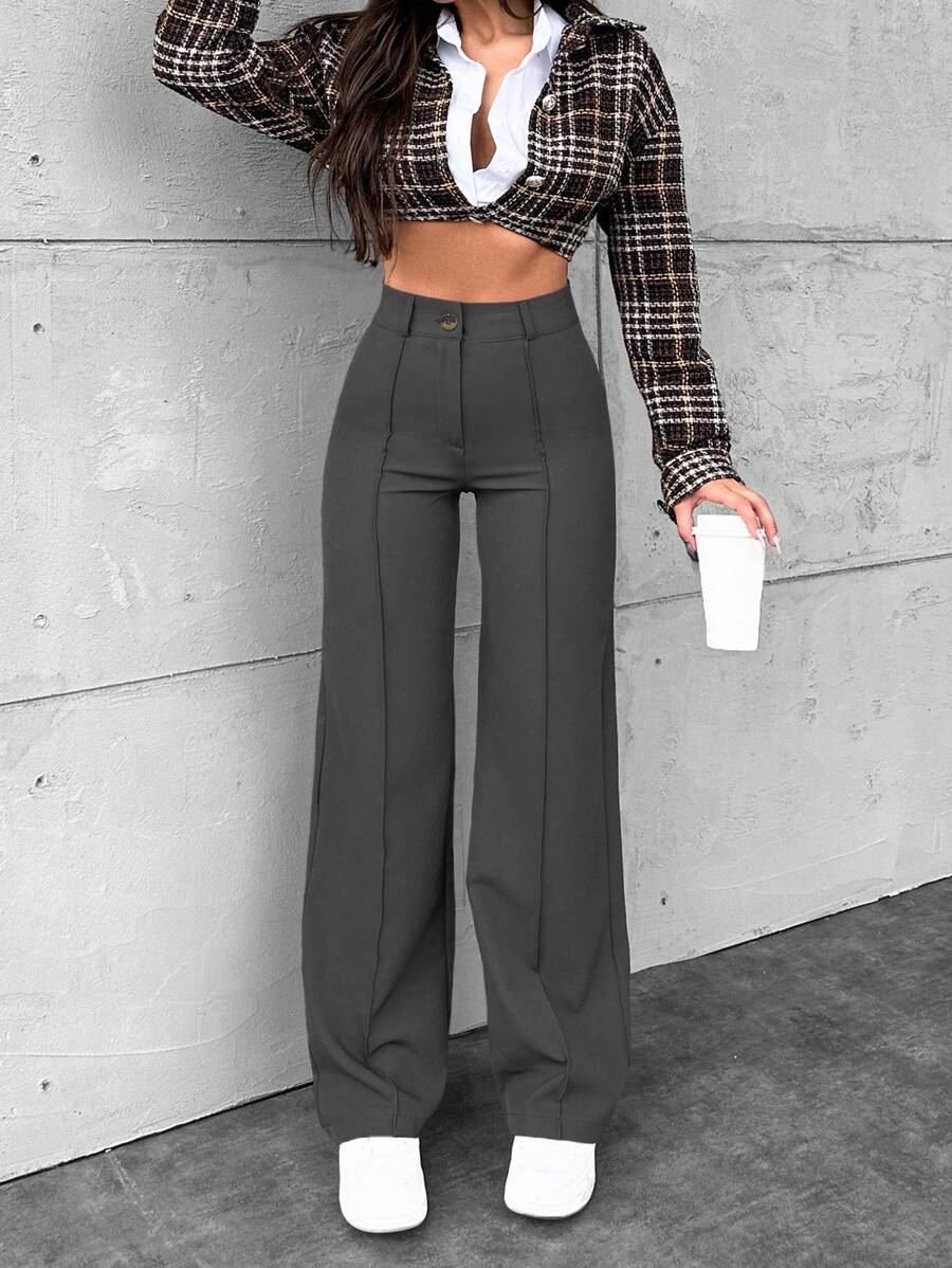 EURMUSE Damen legere weite Hosen in Unifarbe