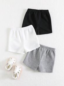 Cozy Pixies 3pcs Set Baby Boy Decorated Elastic Waist Shorts Casual Versatile - Multicolor - View 2