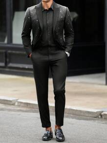 Manfinity AFTRDRK Blazer casual para hombres con decoración de rhinestones, moda minimalista para uso diario - Multicolor - Ver 5