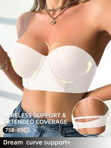 1pc Women's Steel Boned Strapless Tube Top - White - View 3
