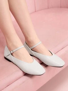 CUCCOO DOLLMOD 象牙色圆头软底芭蕾平底鞋，带一脚蹬，舒适一脚蹬休闲乐福鞋，适合女士 - 米色 - 查看 1