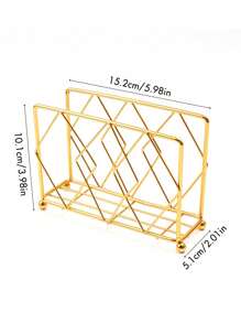 1pc Modern Minimalist Style Gold Iron Square Standing Tissue Holder, Iron Wire Desktop Standing Napkin Holder, Convenient , Suitable For Daily Restaurant Hotel Tabletop Tissue Storage Valentine's Day, Valentines Wedding, Birthday