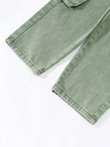 SHEIN Pantalones de carga de mezclilla con pierna recta de estilo casual retro para niña joven
