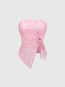 Sweetra 极简主义性感蕾丝荷叶边抹胸吊带背心，可分层穿着或单独穿着