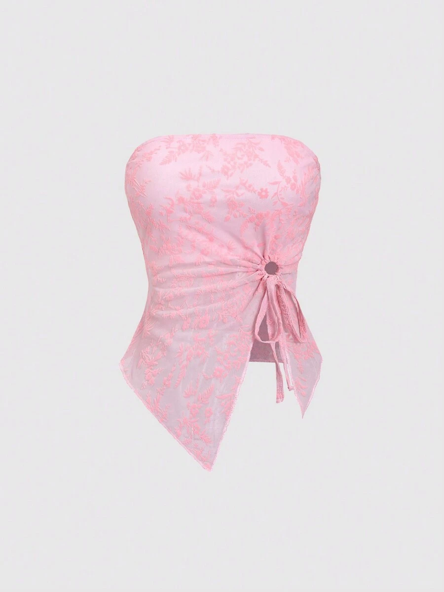 Sweetra 极简主义性感蕾丝荷叶边抹胸吊带背心，可分层穿着或单独穿着