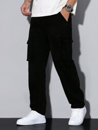 Manfinity Homme Men's Casual Versatile Solid Color Cargo Jeans