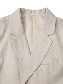 Calvornis 男士休闲百搭简约纯色西装外套，男士亚麻休闲西装外套 - 白色 - 查看 5
