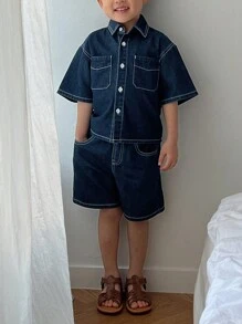 Dazy Kids Young Boys Denim 2 Pieces Outfit, Fall Clothes