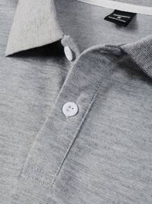 Manfinity Mode 男士时尚休闲 Polo 衫，韩版时尚日常穿着 - 灰色 - 查看 4