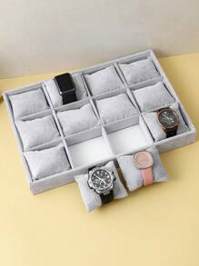 1 件 12 格天鹅绒珠宝收纳托盘，带可拆卸枕头，手表收纳珠宝托盘，手镯手镯手表展示架，情人节礼物