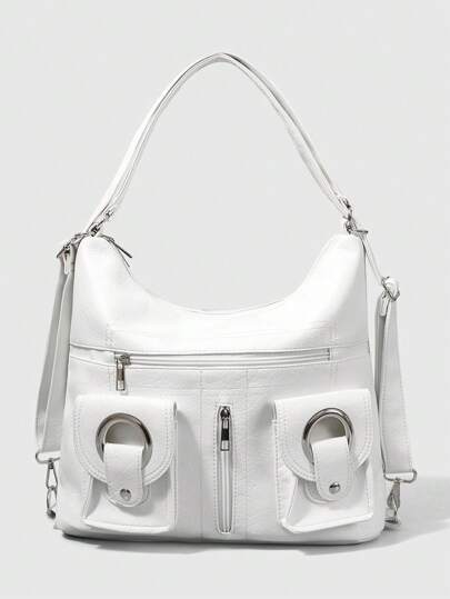 Grunge Punk 1 Stück neue, weiße, minimalistische, vielseitig einsetzbare Shopper Tasche mit großer Kapazität